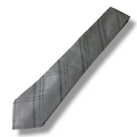 NWT Calvin Klein Gray Plaid Silk Blend Tie - Picture 1 of 3